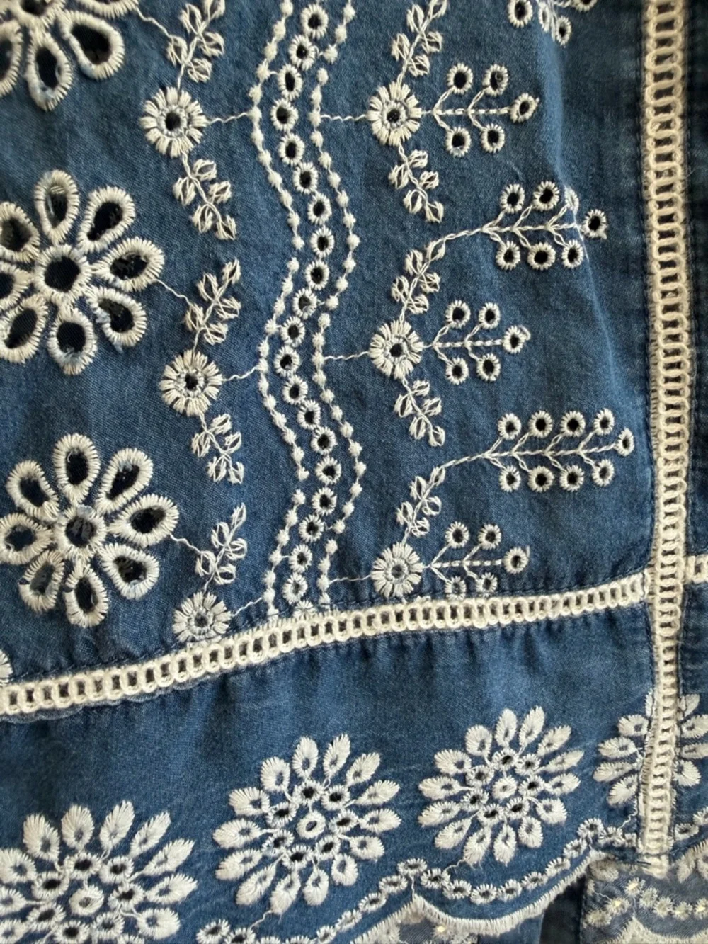 Jennifer & Grace Embroidered Indigo Peasant Blouse NEW WITH TAGS - Picture 4 of 7